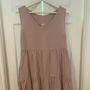 Pale pink linen Peplum and co handmade tiered dress like new
